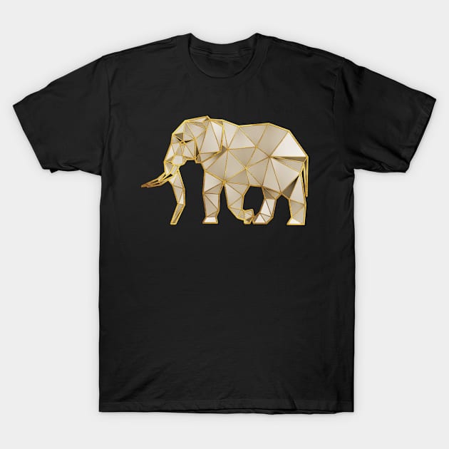 Elephant Geometric Gold Lines 3 T-Shirt by HappyGiftArt